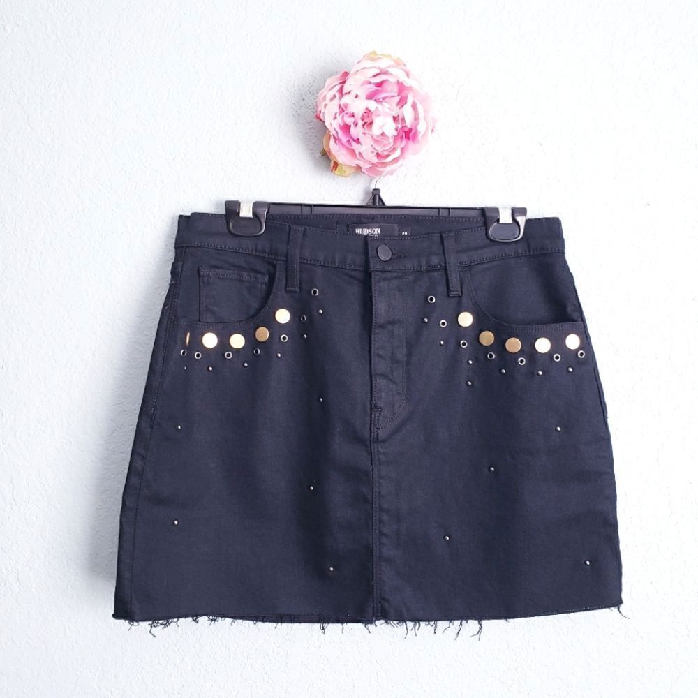 Hudson Black Embellished Viper‎ Mini Skirt